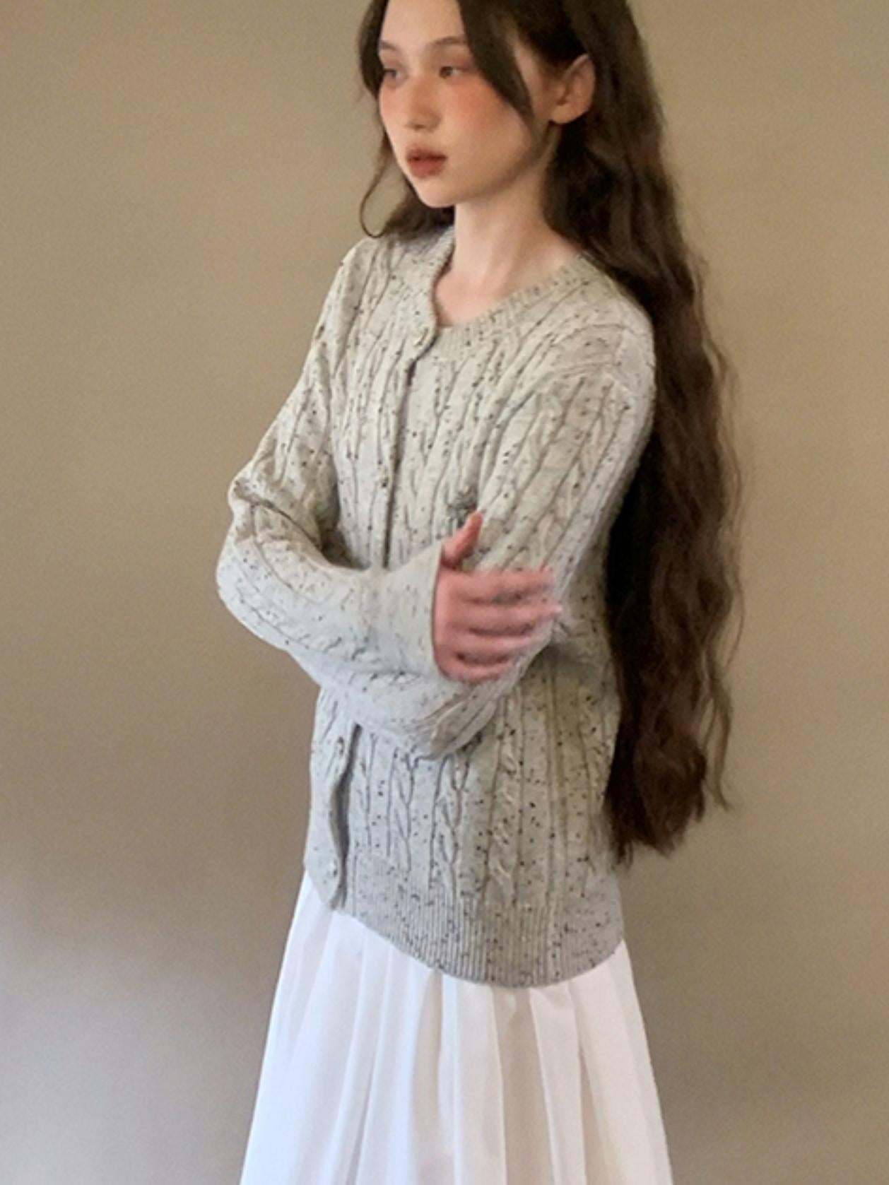 French Gray Loose Knitted Cardigan