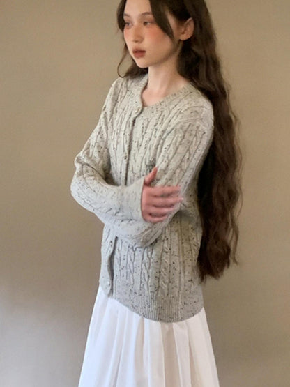 French Gray  Loose Knitted Cardigan