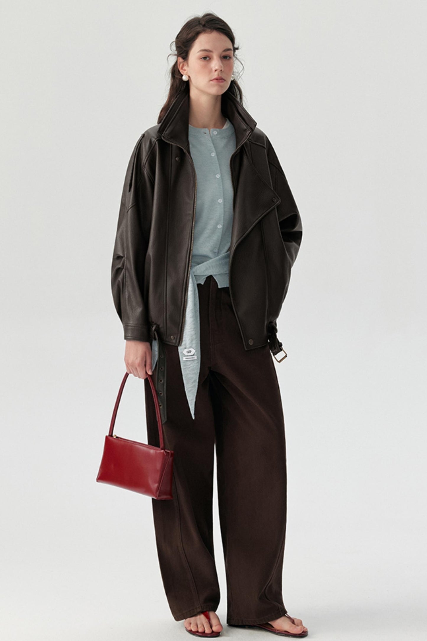 Lychee Pattern PU Leather Jacket