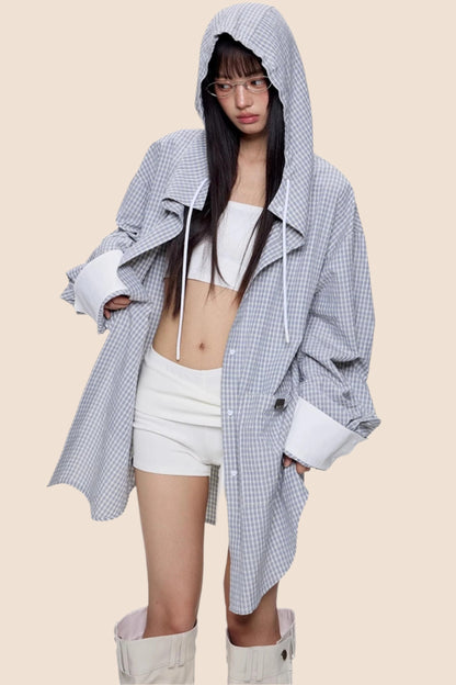 Plaid Hooded Casual Jacket