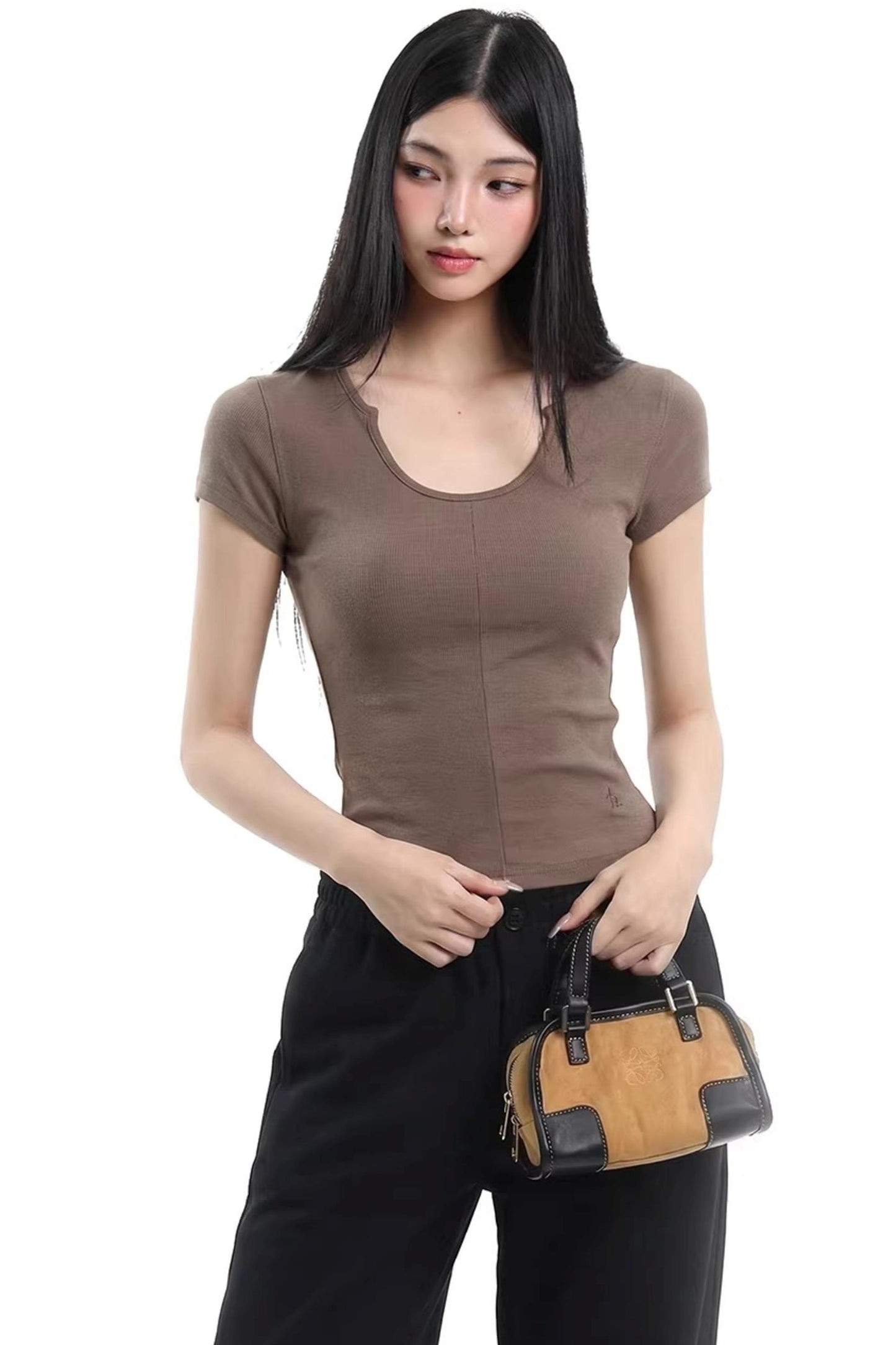 Retro Gray Tight-Fitting Top