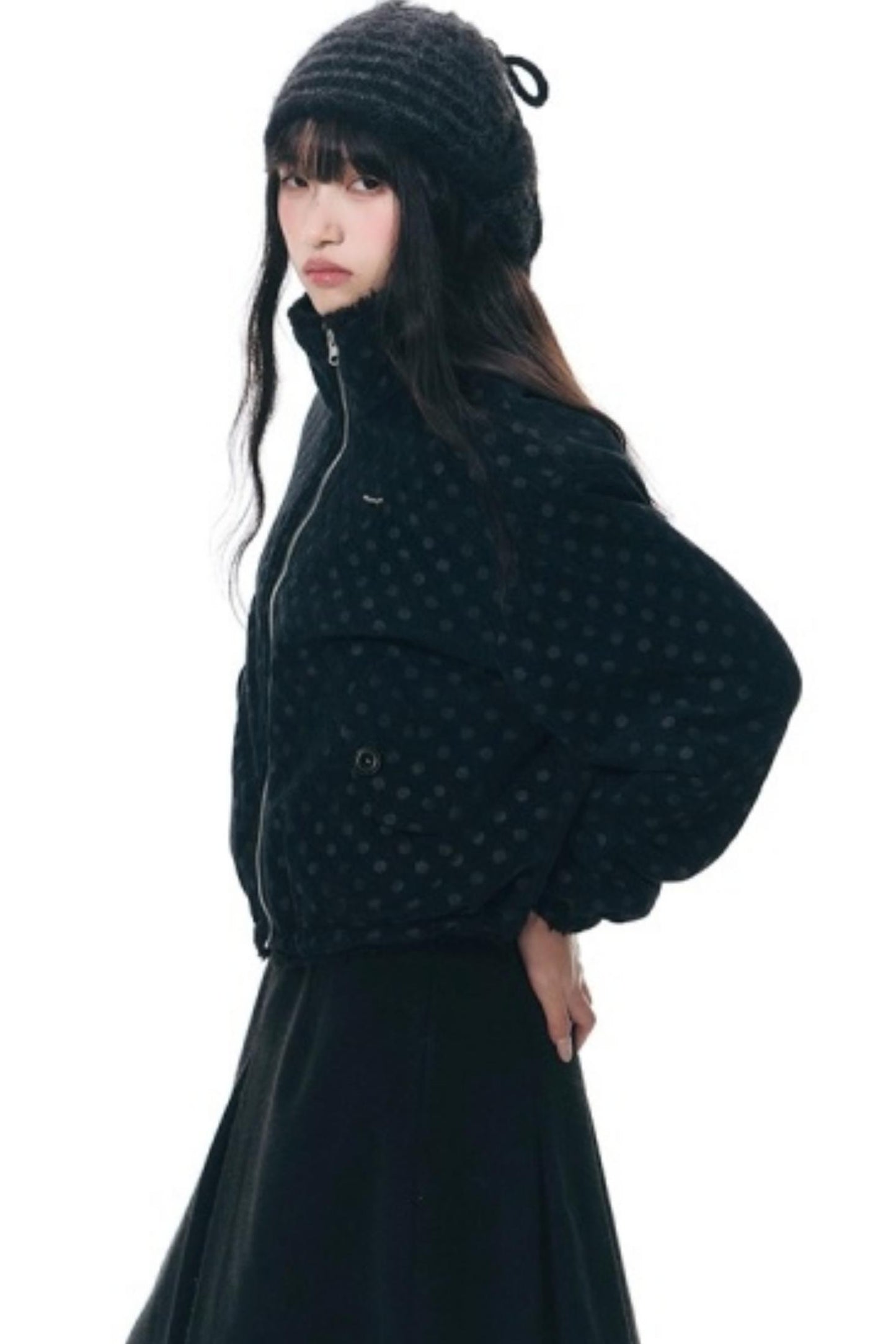 Polka Dot Woolen Reversible Jacket