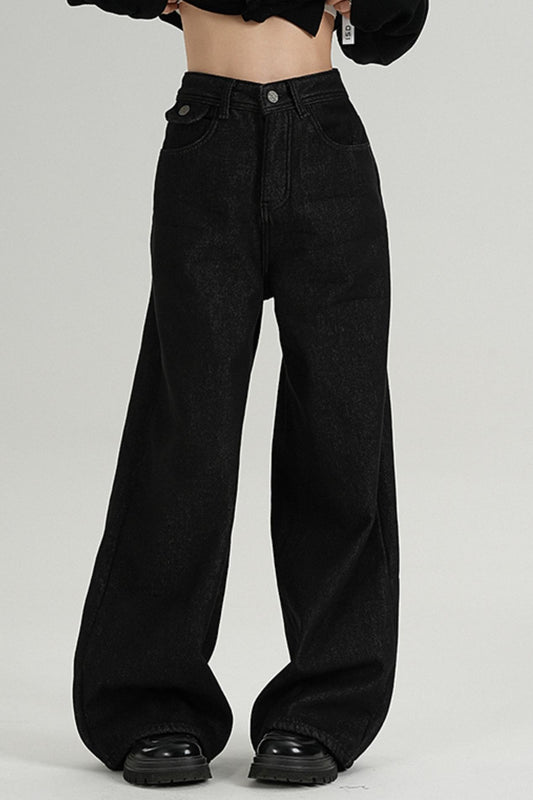 Premium Thickened Straight-Leg Jeans Pants