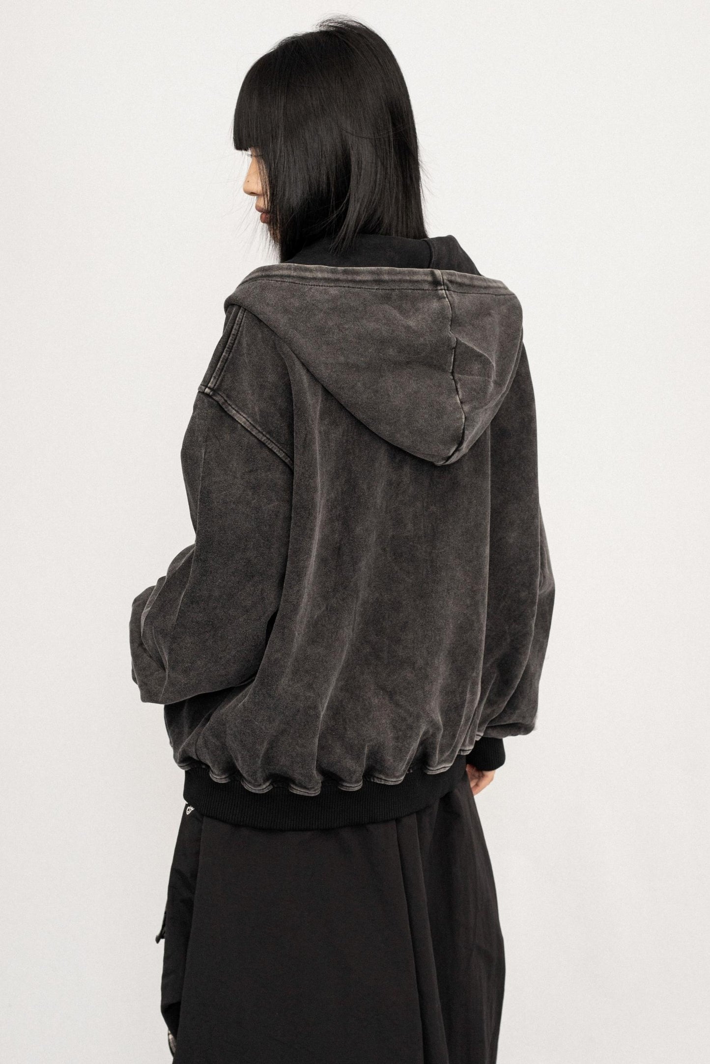 Loose Hooded Sweatshirt Jacket