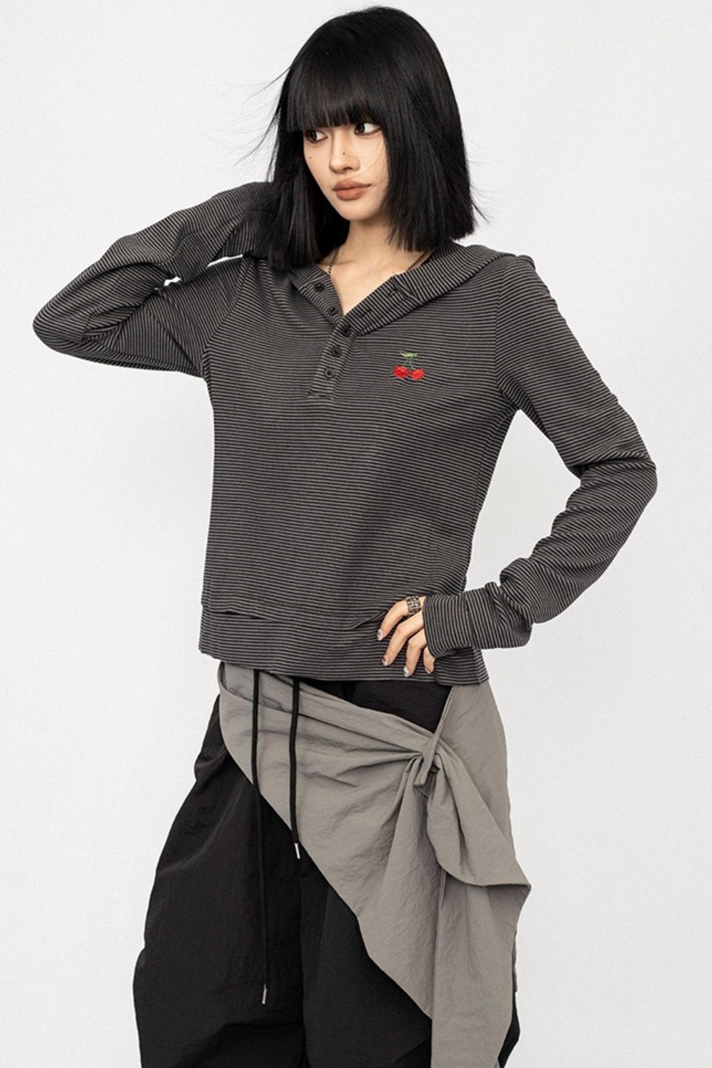 Autumn Striped Hooded Sweatshirt