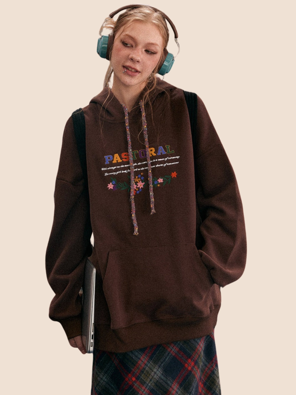 Vintage Embroidered Hooded Sweatshirt