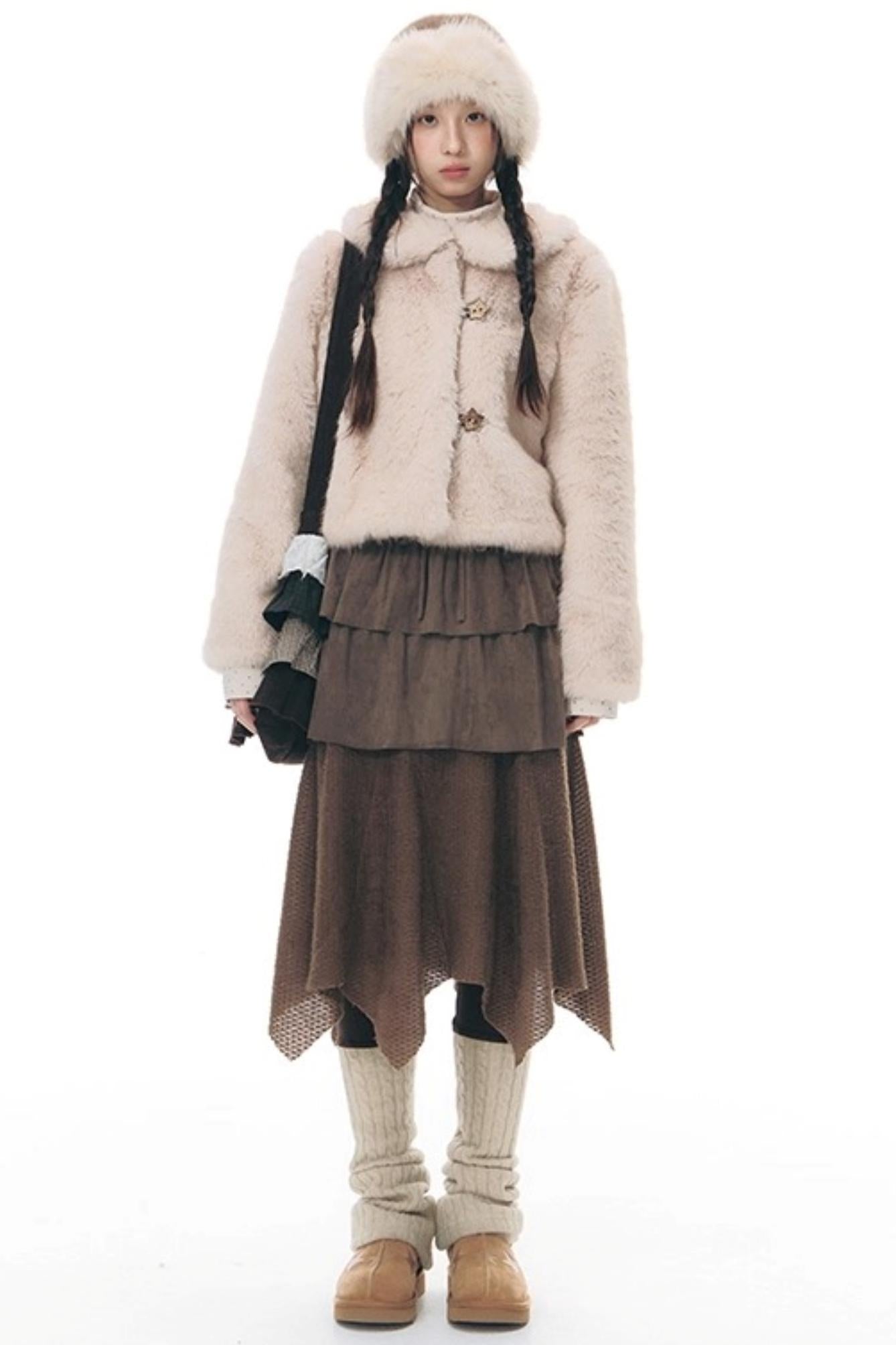 Patchwork Irregular Umbrella Skirt