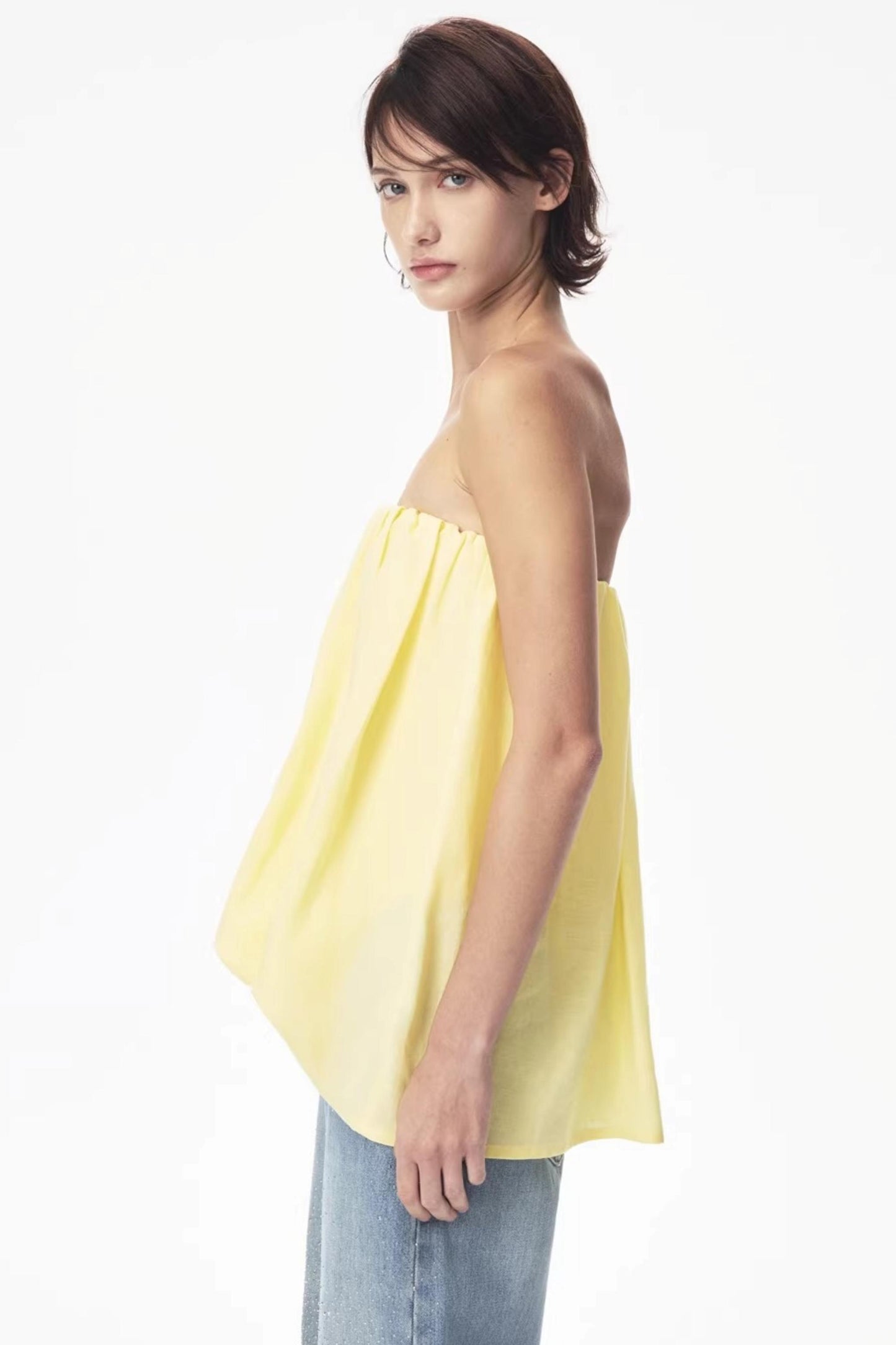 Irregular Elastic Strapless Top