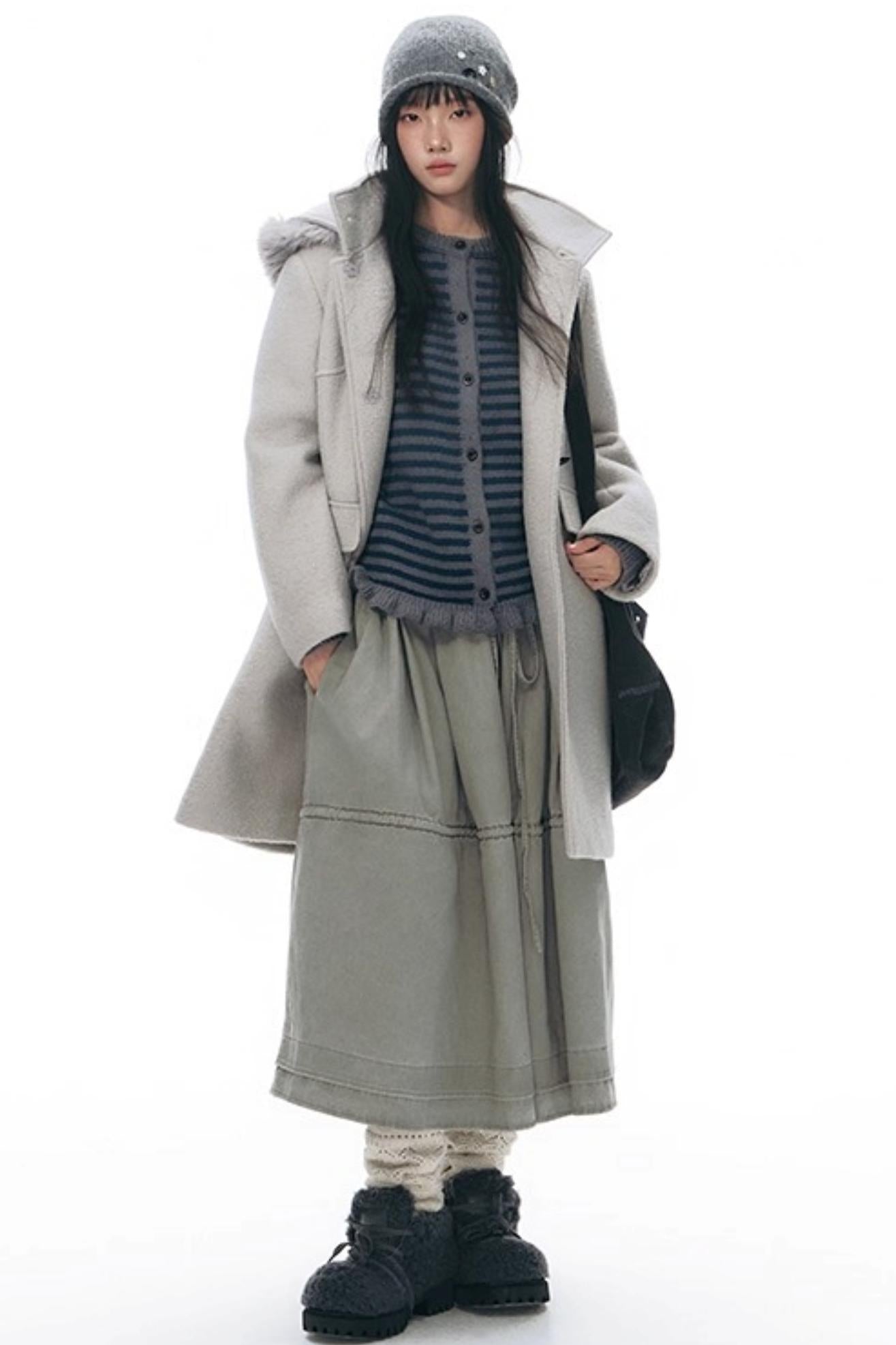 Elastic Cotton Dimensional Skirt