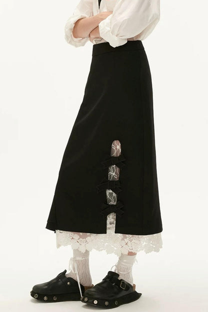 Bow Lace Layered-Look Skirt