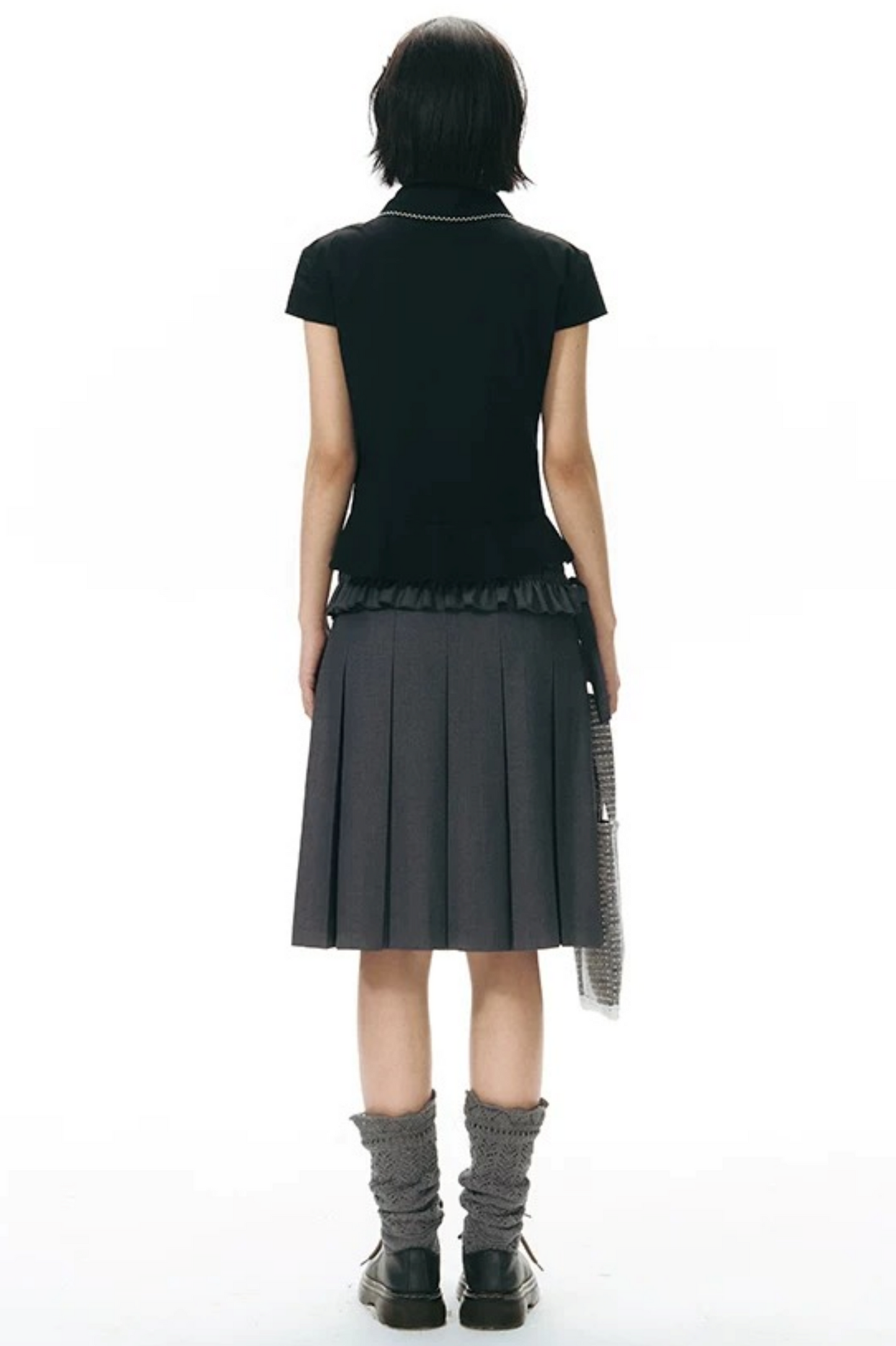 Conjunto de falda plisada desmontable de largo medio