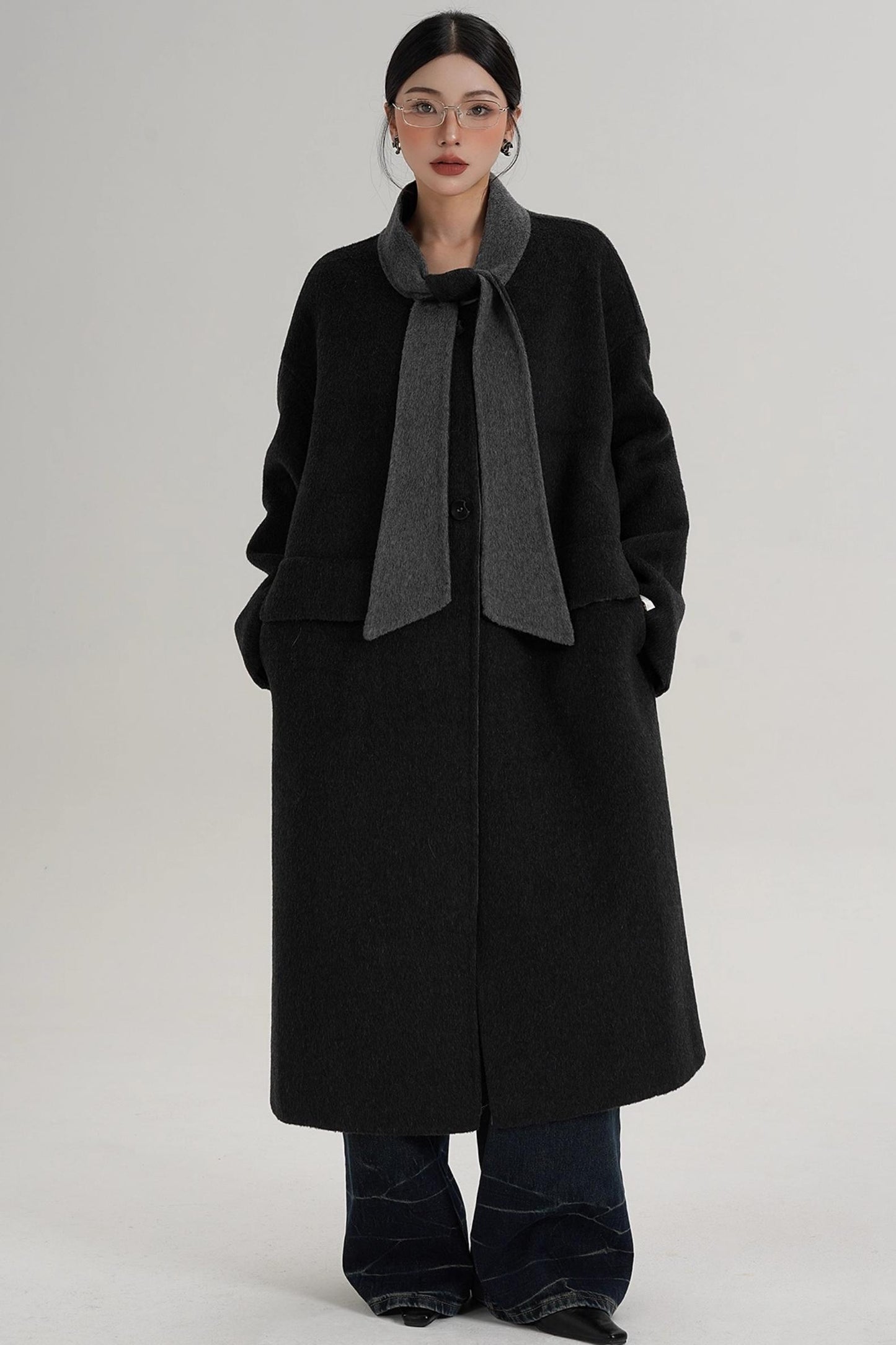 Reversible Contrast Wool Coat