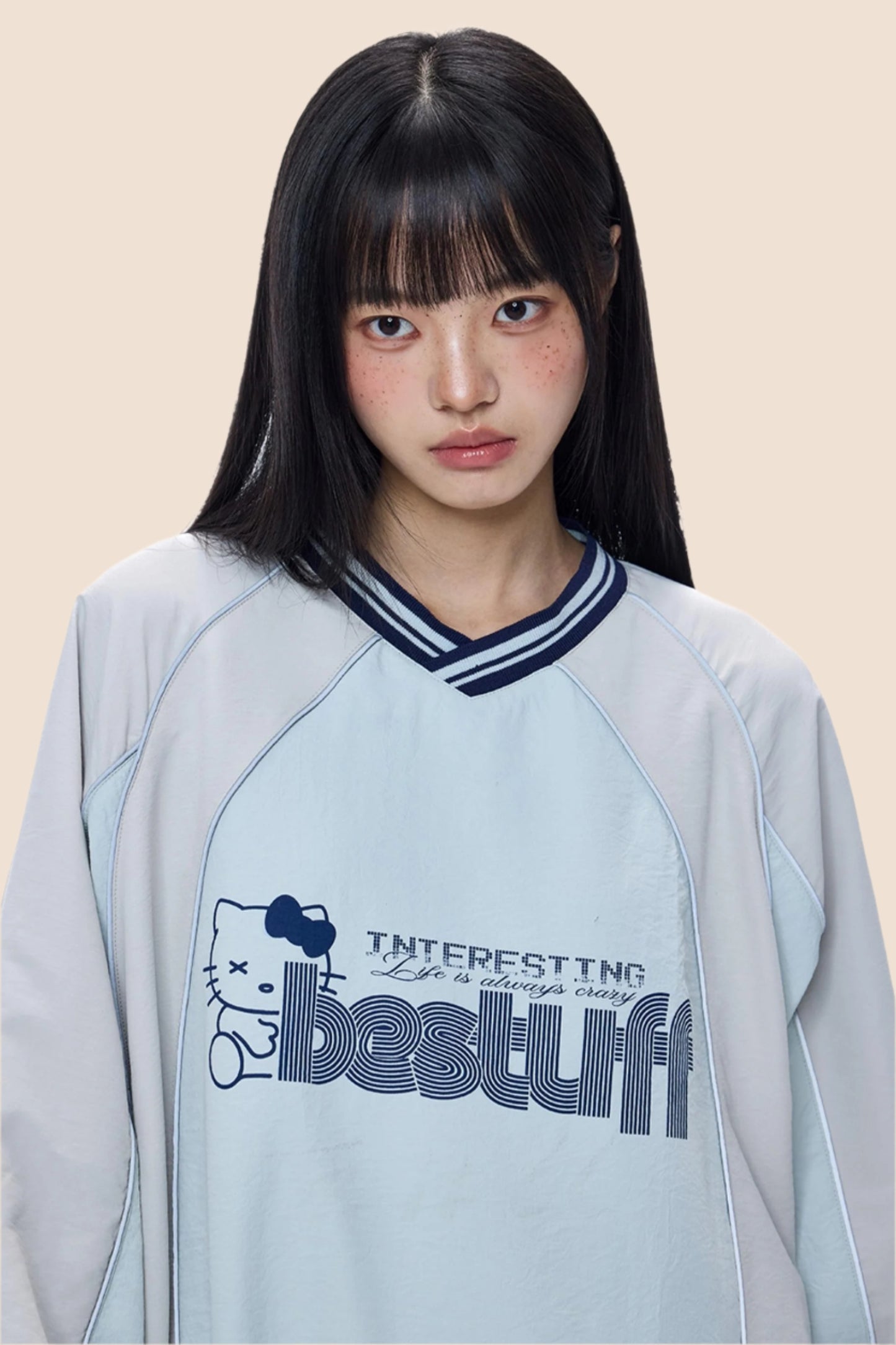 Monogram V-Neck Jersey Sweatshirt