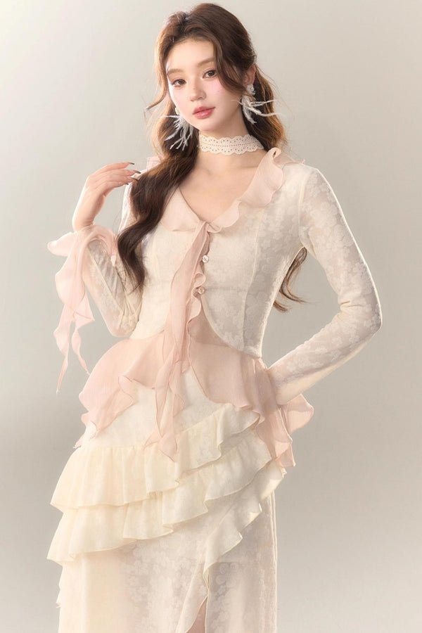 Blue Cherry Blossom Top Skirt Set-Up