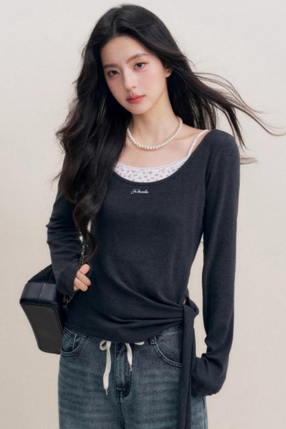 Lace Trim Patchwork Top