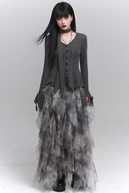 Gray Knitted Slim Top