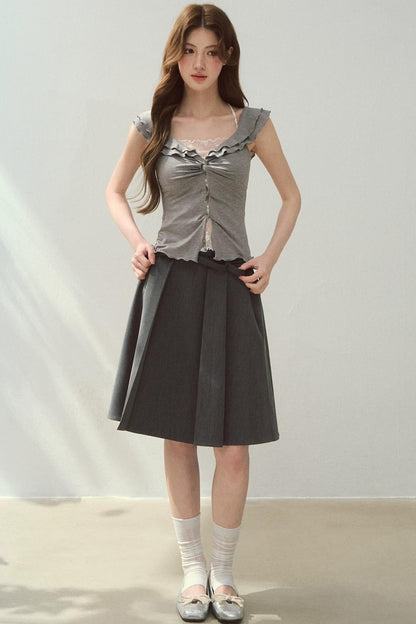 Two-Tone Ruffled Blouse