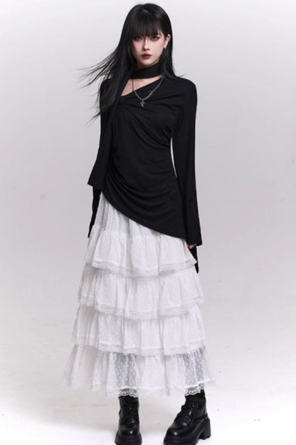 A-Line Chiffon Mesh Skirt