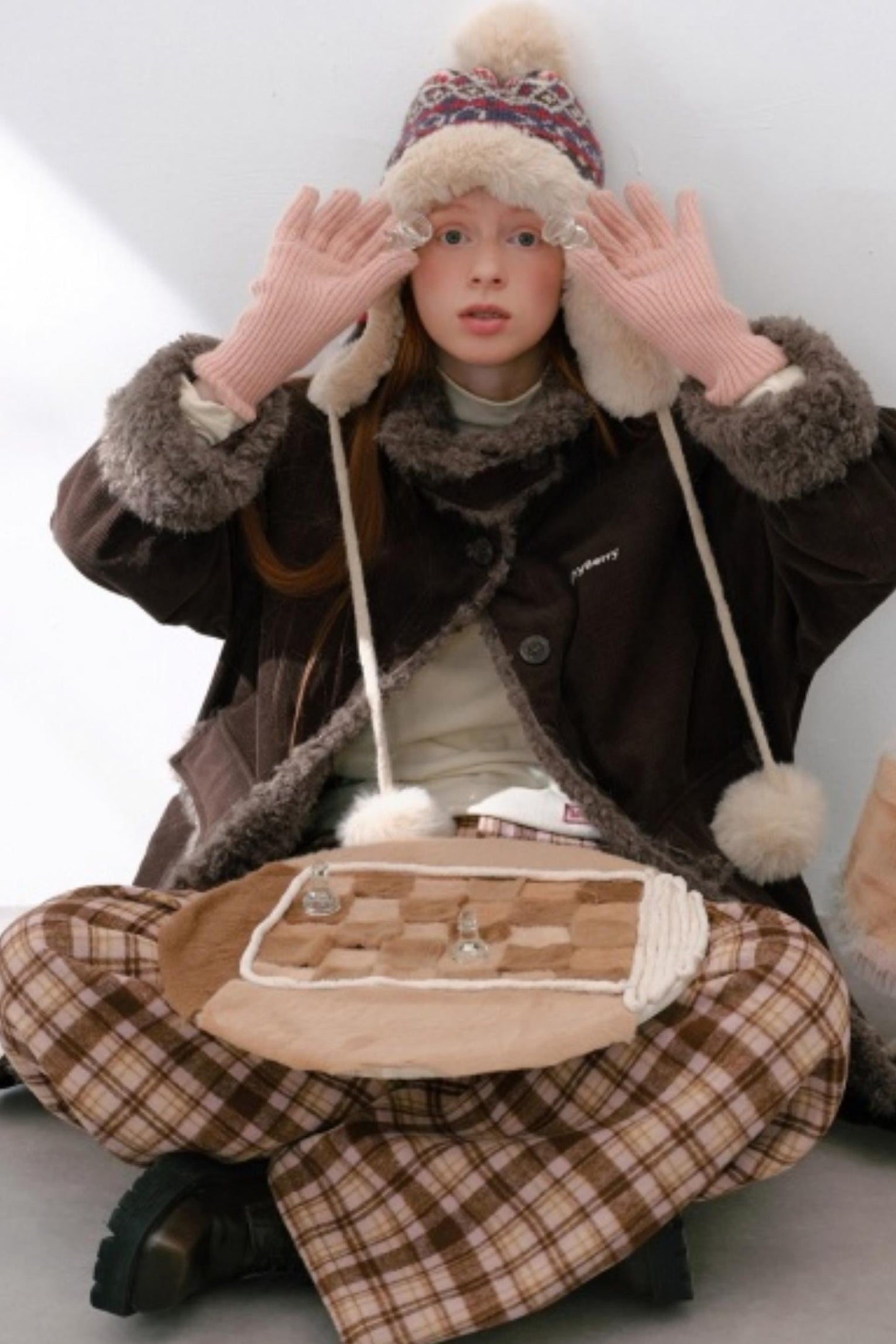 Corduroy Patchwork Fur Collar Jacket