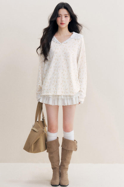 Floral Nocturne Long T-Shirt