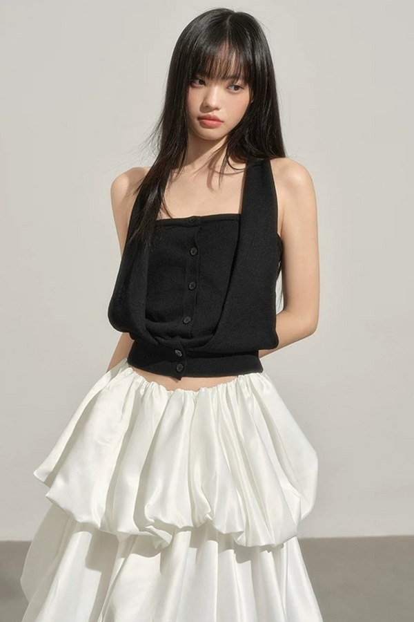 Black Knit Halter Vest
