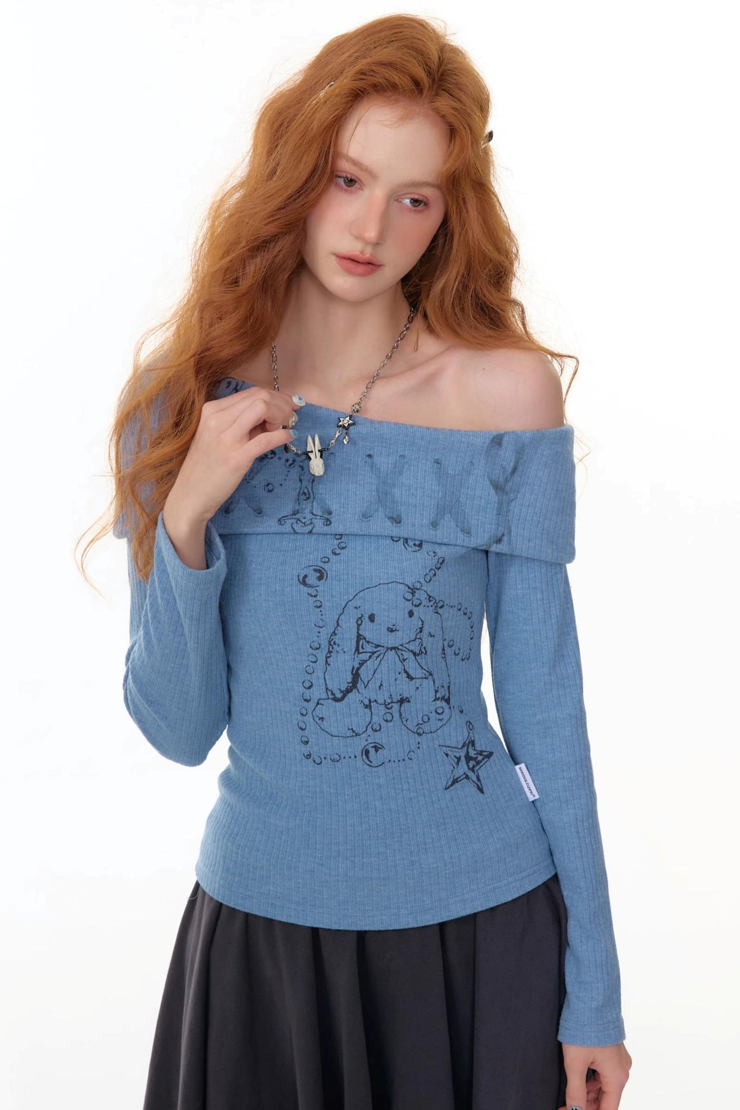American Rabbit Print Knitted Top