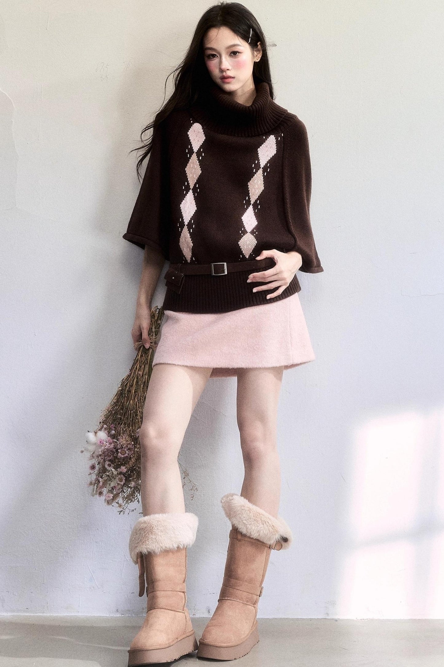 Retro Diamond Wool Knit Sweater