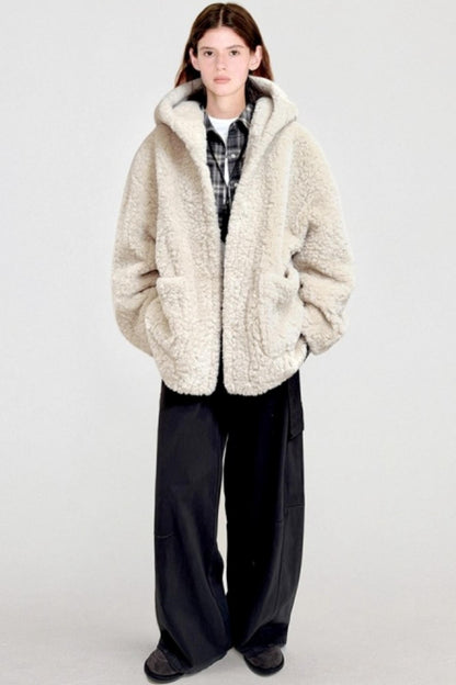 Hooded Oversized Fur Coat
