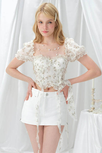 Summer Square Neck Chiffon Top