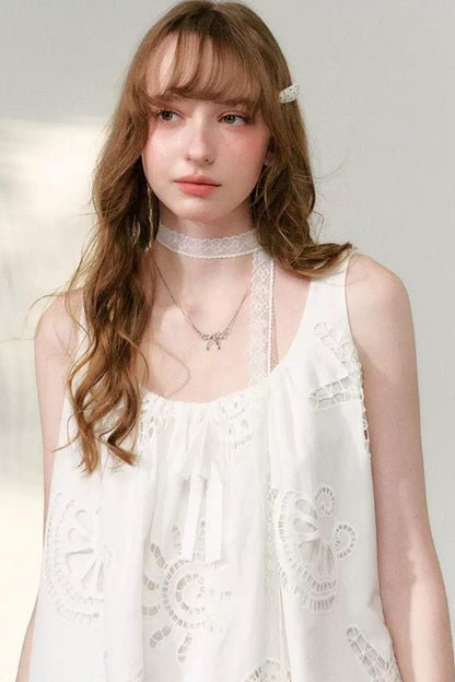 White Hollow A-Line Dress