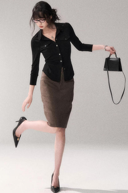 Gao Shu Stretchy Slim Shirt