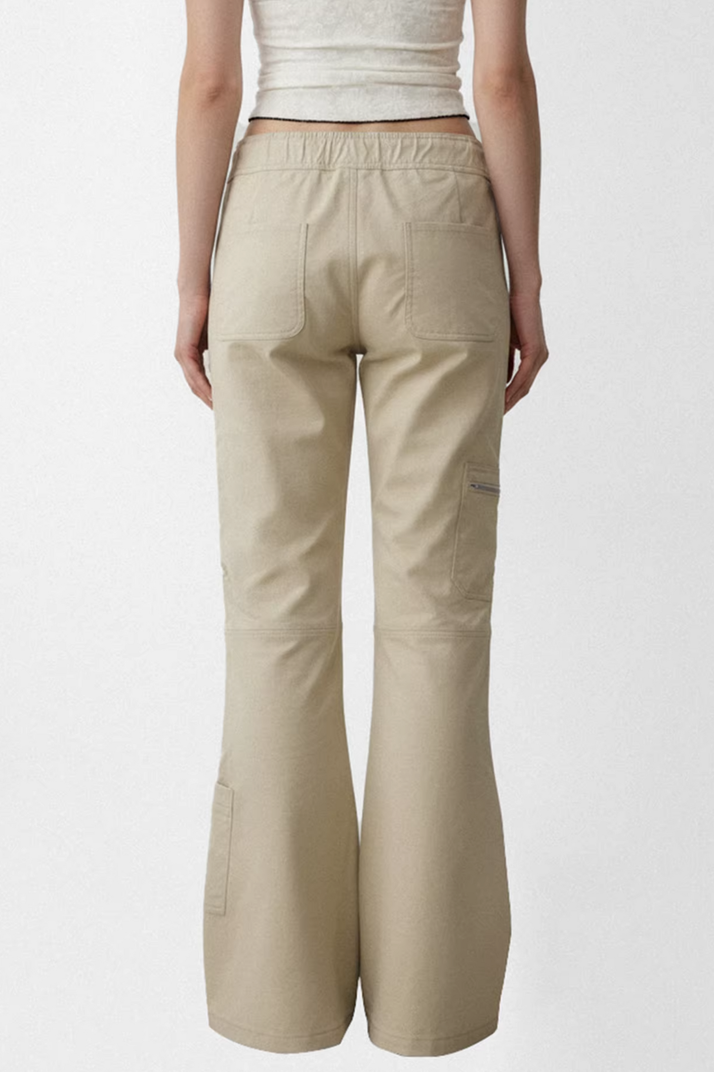Khaki Flared Workwear Pants