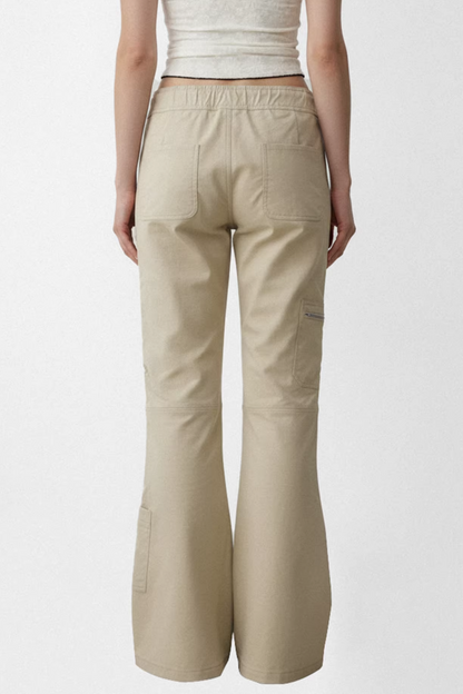 Khaki Flared Workwear Pants