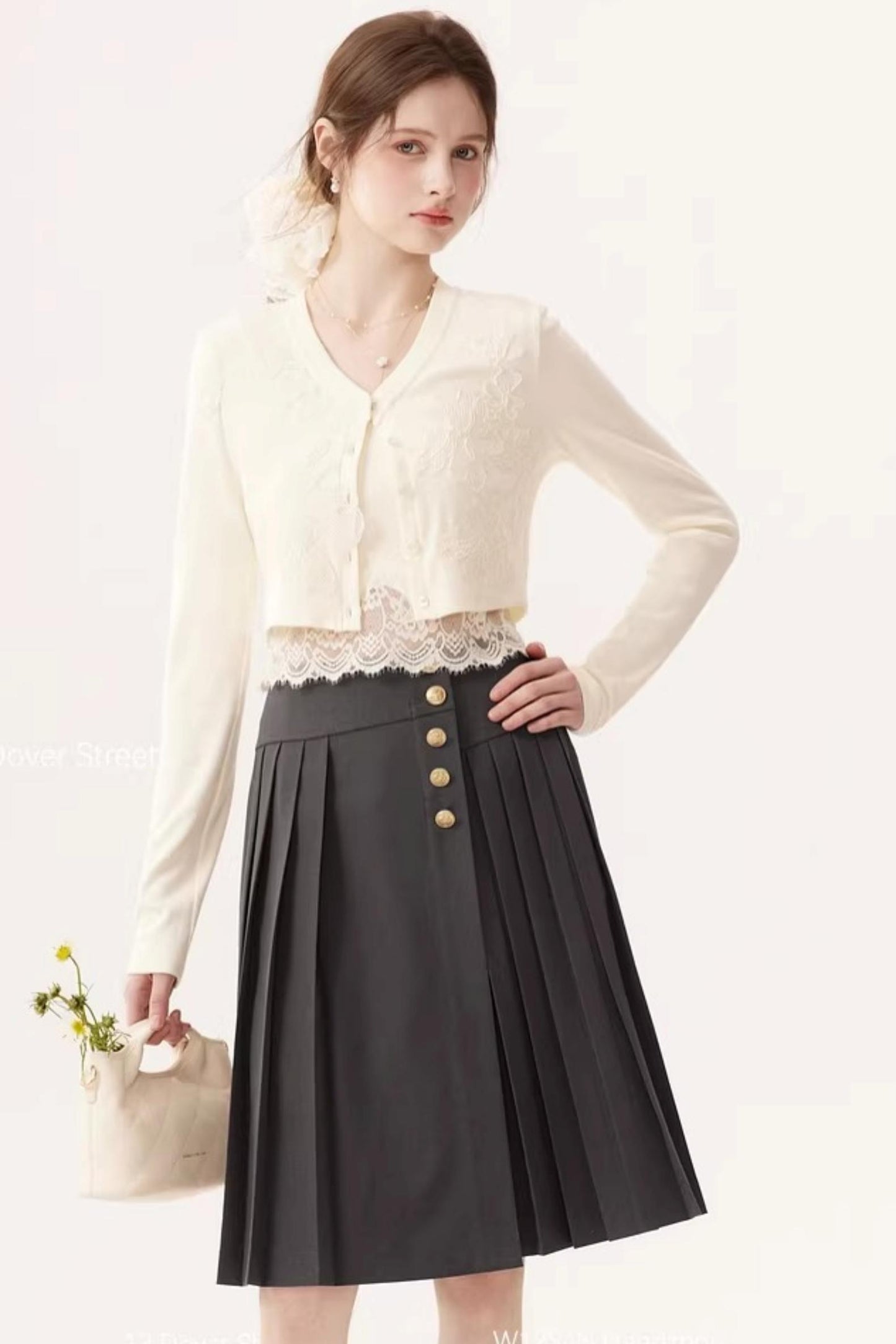 Lace Patchwork Camisole Cardigan Set