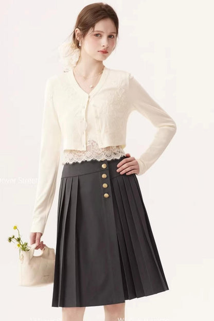 Lace Patchwork Camisole Cardigan Set