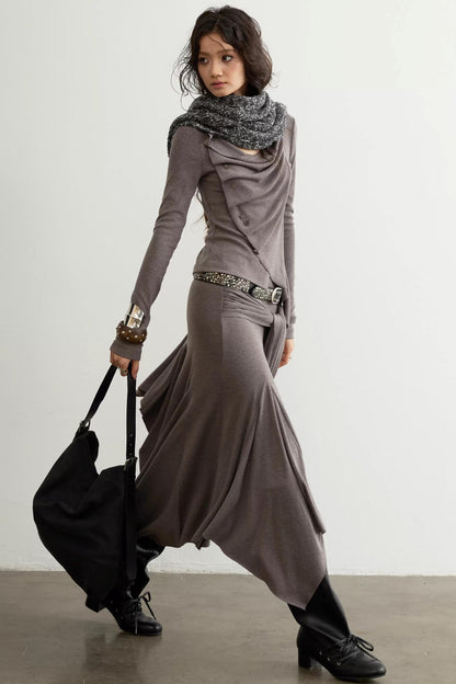 Classical Pleated Patchwork Skirt Set-Up