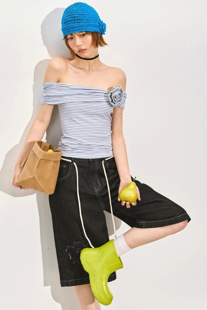 Asymmetrical Rose Stripe Top