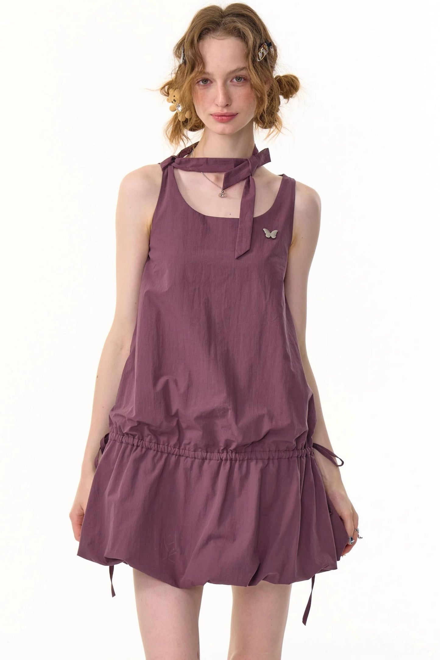 Retro Floral Purple Camisole Dress