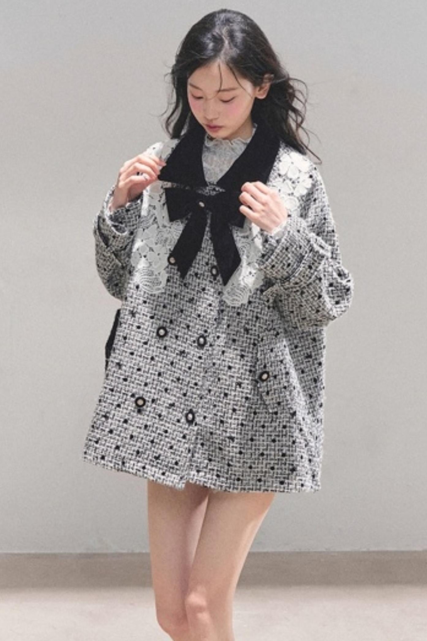 Lace Plaid Winter Coat