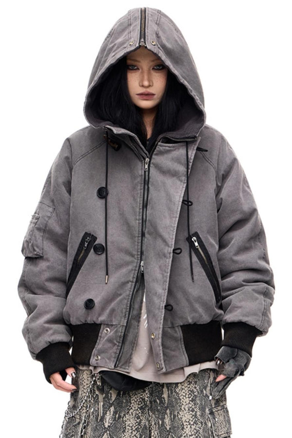 레진 버클 후드 비행 재킷 