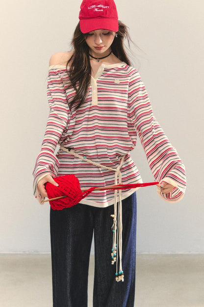 Pink Striped Knit Top