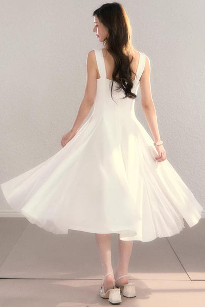 White Moonlight Suspender Dress