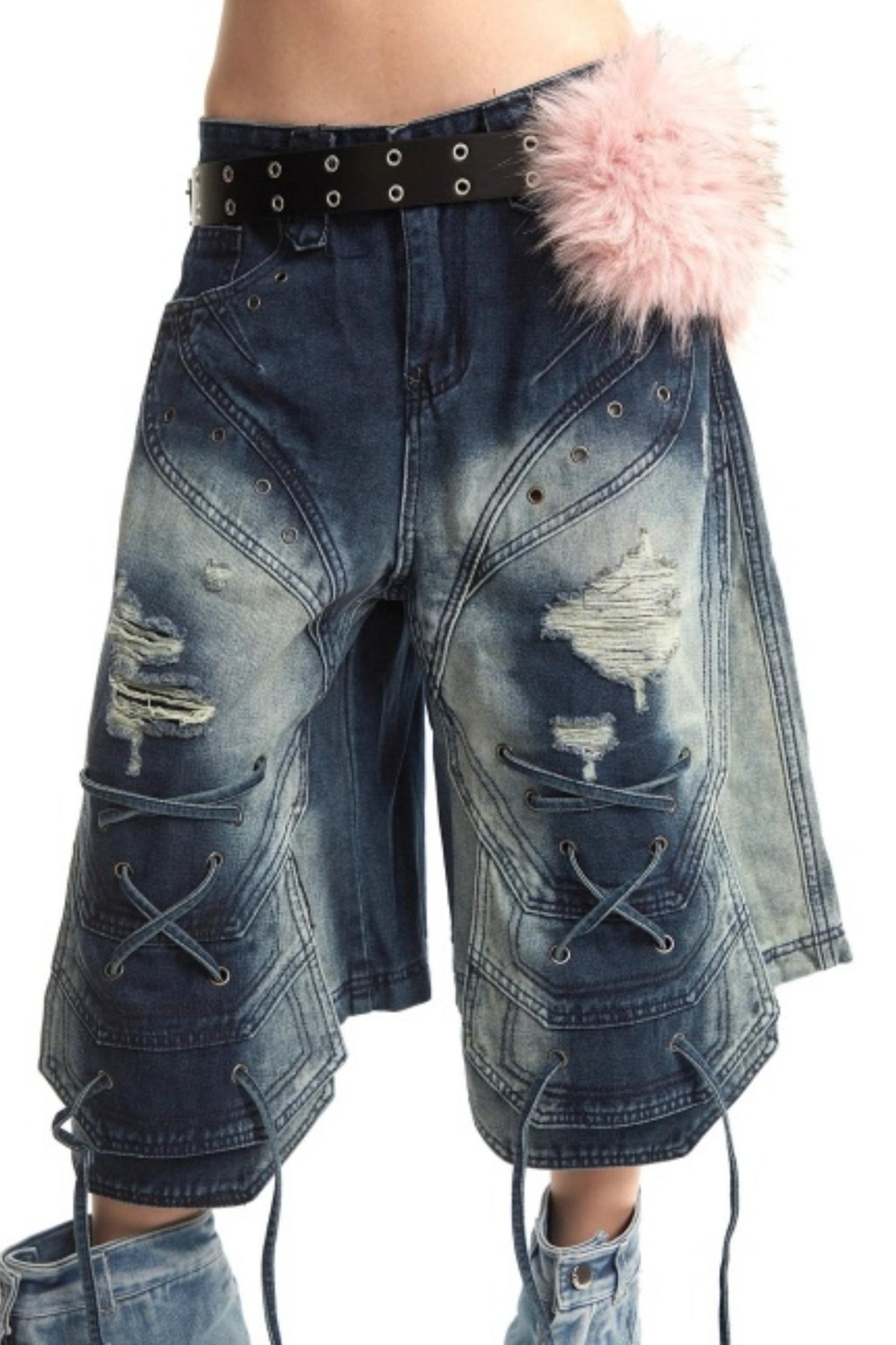 Retro Deconstructed Denim Pants