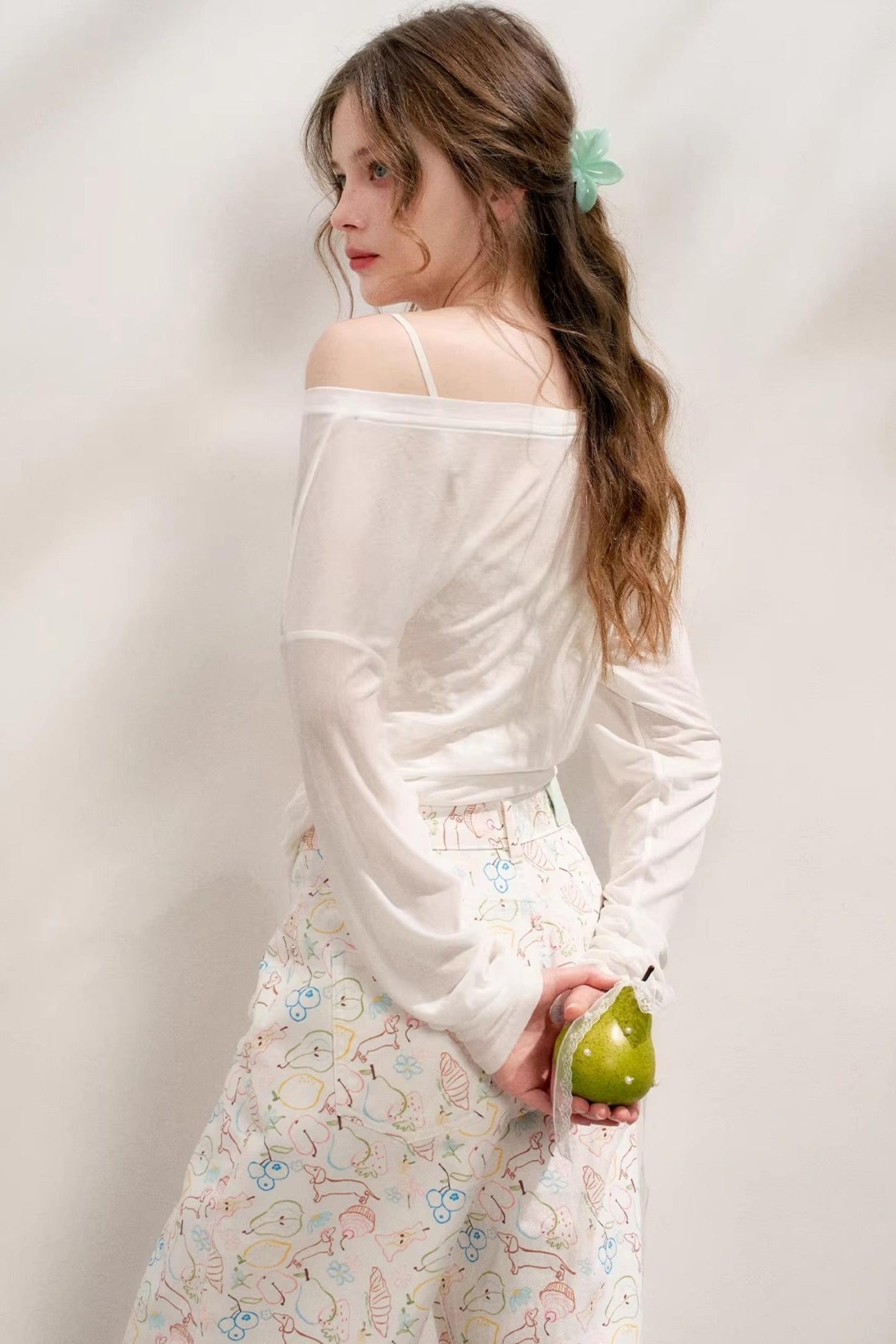 White Floral Wide-Leg Jeans