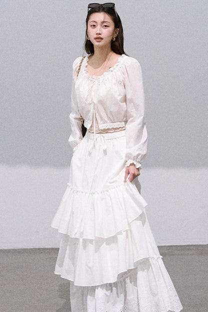 Preppy Cotton Strappy Cake Skirt Set-Up