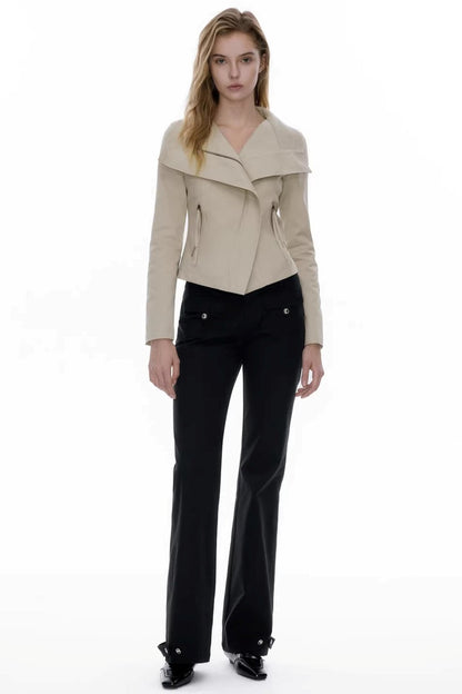 Asymmetrical Zipper Slim-Fit Top