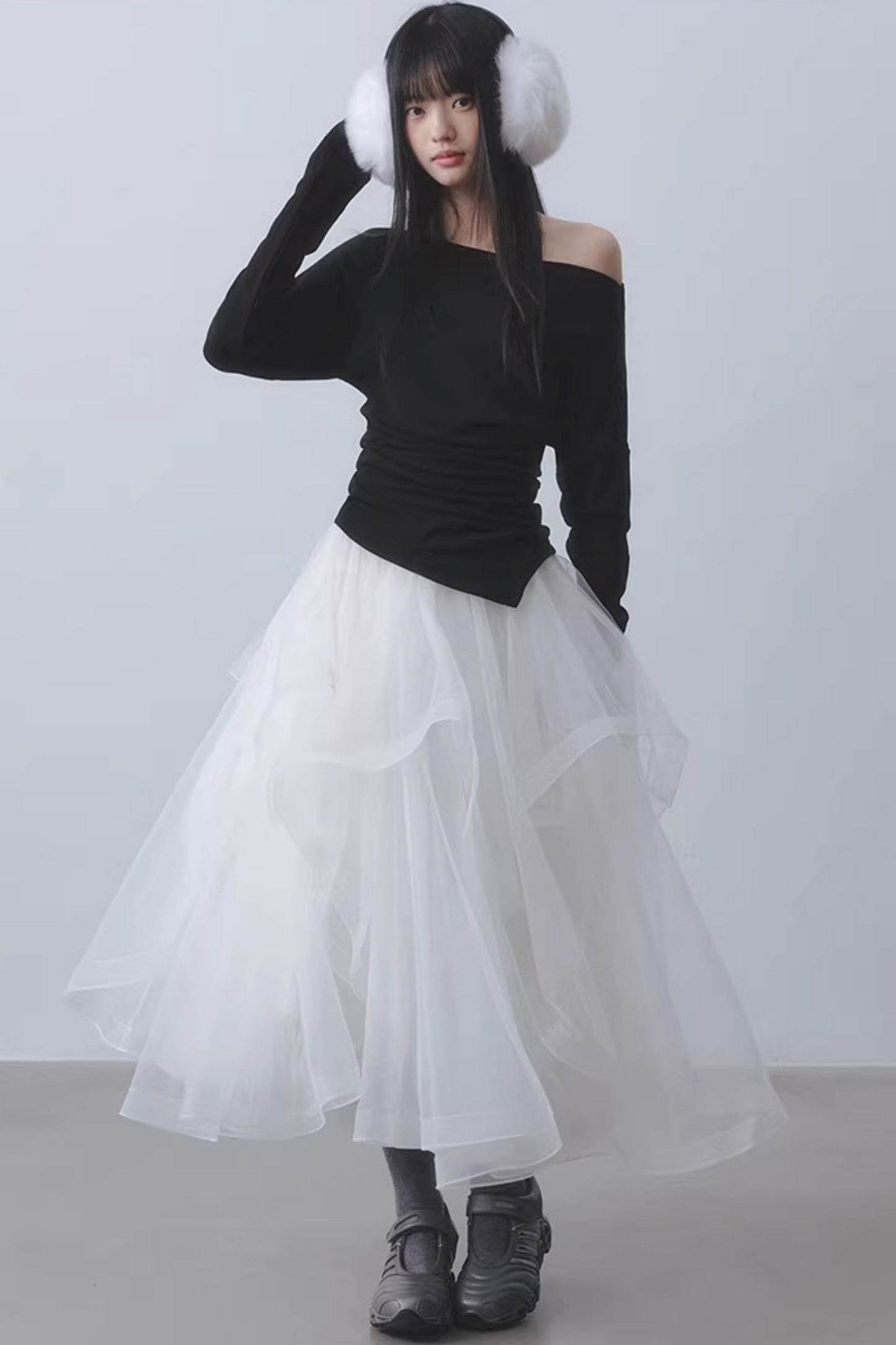 Ethereal White Mesh Skirt