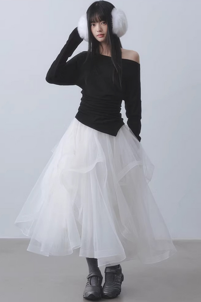 Ethereal White Mesh Skirt