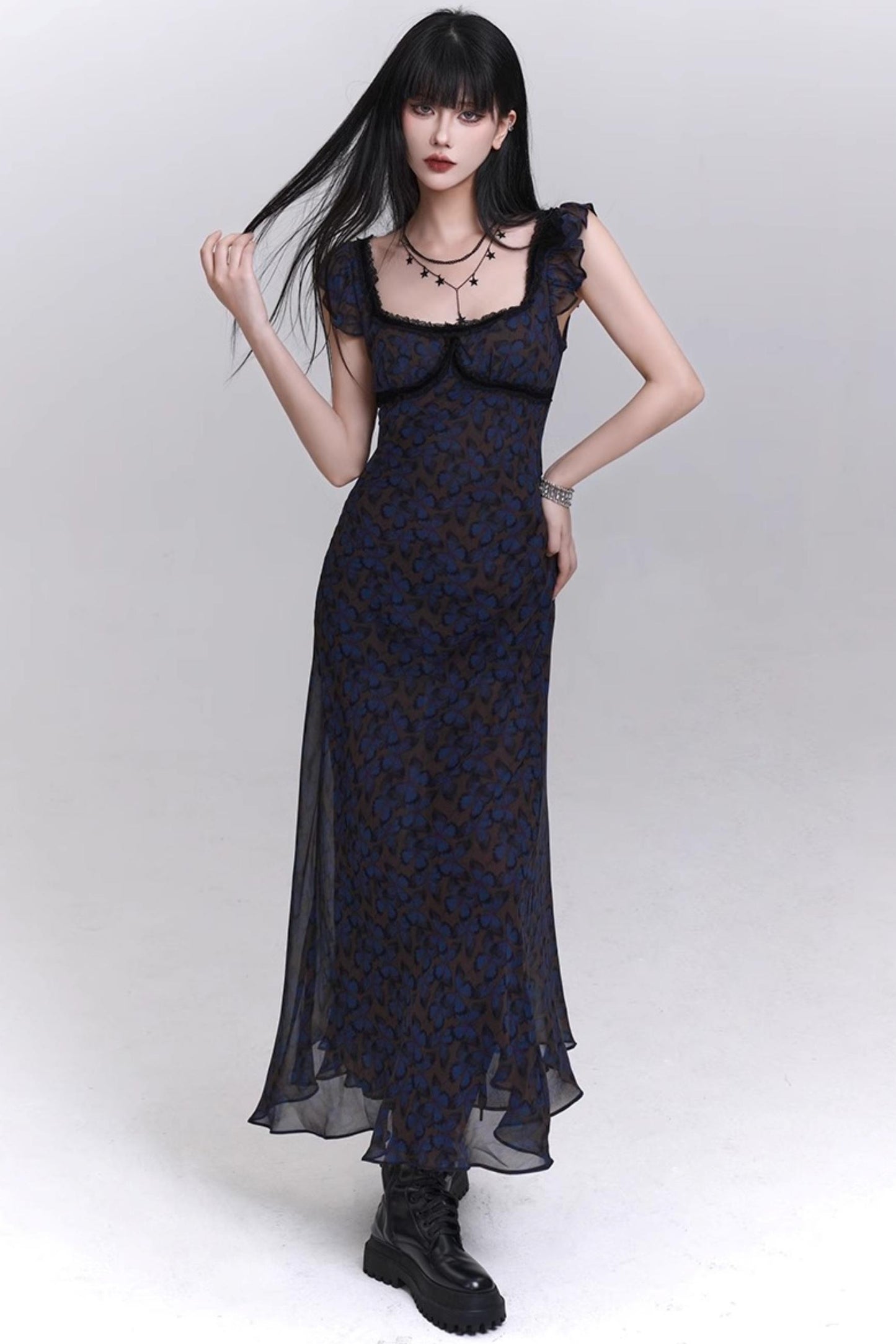 Butterfly Floral Halter Dress