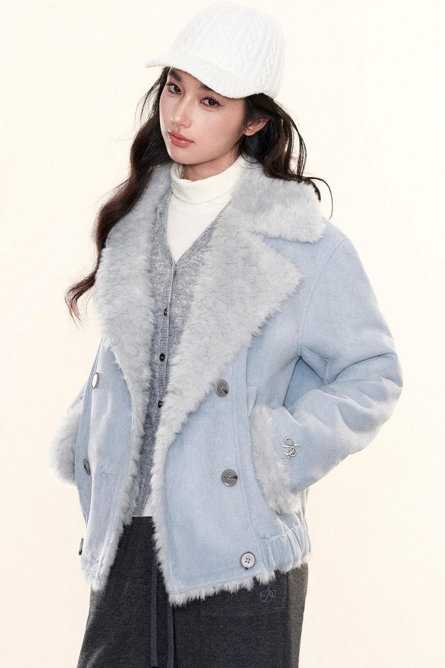 Double-Breasted Fur Coat